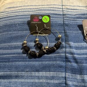 Paparazzi Silver and Black Beaded Earrings